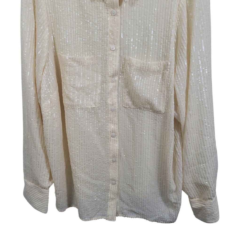 Anthropologie The Remie Sequin Buttondown Long Sleeve Shirt Size 1X 2826-1277 - Picture 2 of 8